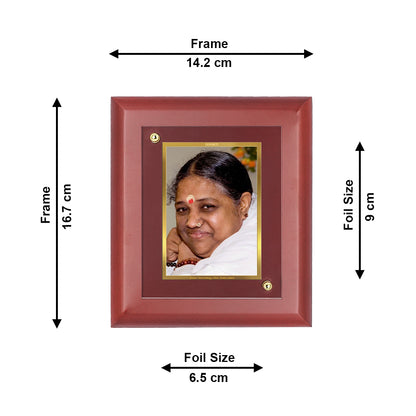 DIVINITI 24K Gold Plated Foil Amritanandamayi Mata Photo Frame Idol for Home Wall Decor, Table Top, Puja Room, Luxury Gift|MDF Size 1 (16.7x14.2 CM)