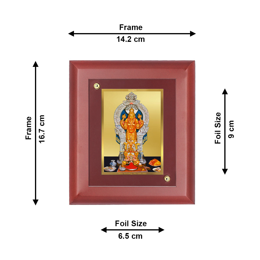 DIVINITI 24K Gold Plated Foil Goddess Annapoorna Photo Frame Idol for Home Decor Showpiece, Table Top, Wall Hanging, Gift|MDF Size 1 (16.7x14.2 CM)