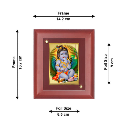 DIVINITI 24K Gold Plated Foil Bal Gopal Luxurious Wall Photo Frame Idol for Home & Office Decor, Wall Hanging, Table Top, Gift|MDF Size 1 (16.7x14.2 CM)