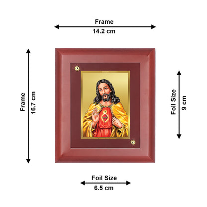 DIVINITI 24K Gold Plated Foil Jesus Wooden Stylish Photo Frame Idol for Prayer, Wall Hanging, Home Decor, Table Top, Gift | MDF Size 1 (16.7x14.2 CM)