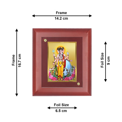 DIVINITI 24K Gold Plated Foil Dattatreya Photo Frame Idol for Home Decor, Wall Hanging, Table Top, Worship, Luxury Gift|MDF Size 1 (16.7x14.2 CM)