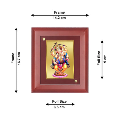 DIVINITI 24K Gold Plated Foil Lord Ganesha Tradition Photo Frame Idol for Home Decor, Wall Hanging, Table Top, Puja Room, Luxury Gift|MDF Size 1 (16.7x14.2 CM)