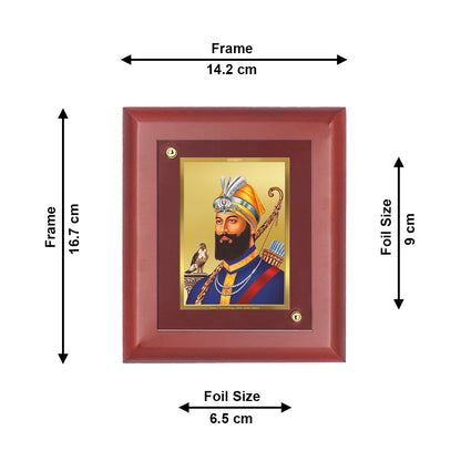 DIVINITI 24K Gold Plated Foil Guru Gobind Singh Wall Photo Frame Idol for Home & Office Decor, Table Top, Gift|MDF Size 1 (16.7x14.2 CM)