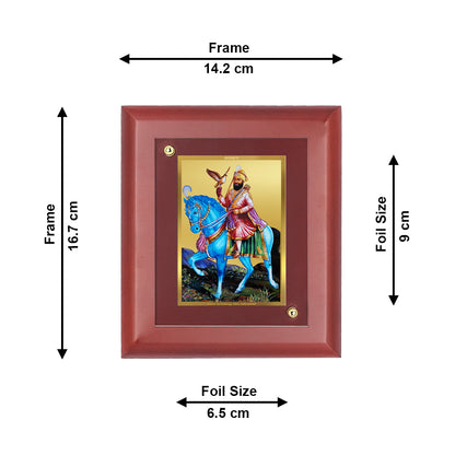 DIVINITI 24K Gold Plated Foil Guru Gobind Singh Photo Frame Idol for Home Decor Showpiece, Table Top, Wall Hanging , Gift | MDF Size 1 (16.7x14.2 CM)