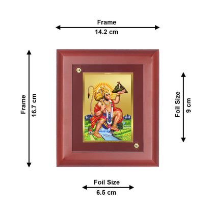 DIVINITI 24K Gold Plated Foil Lord Hanuman Wall Photo Frame Idol for Home Decor, Puja Room, Festival , Luxury Gift|MDF Size 1 (16.7x14.2 CM)