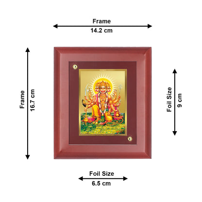 DIVINITI 24K Gold Plated Foil Lord Hanuman Wooden Classic Photo Frame Idol for Home Wall Decor, Table Top, Puja Room , Gift | MDF Size 1 (16.7x14.2 CM)