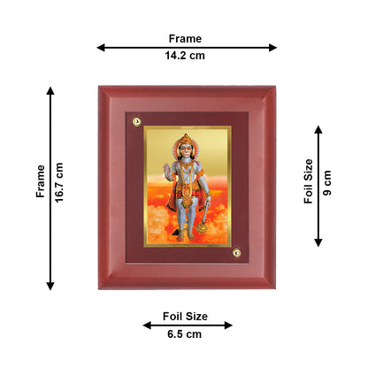 DIVINITI 24K Gold Plated Foil Lord Hanuman Photo Frame Idol for Home Wall Decor, Table Top, Festival, Puja Room, Gift|MDF Size 1 (16.7x14.2 CM)