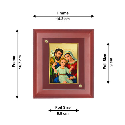 DIVINITI 24K Gold Plated Foil Holy Family Wooden Classic Photo Frame Idol for Home & Office Decor, Wall Hanging, Table Top, Gift | MDF Size 1 (16.7x14.2 CM)