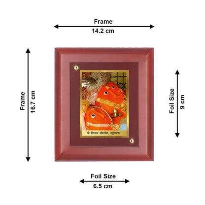 DIVINITI 24K Gold Plated Foil Hinglaj Mata Classic Photo Frame Idol for Home Decor, Wall Hanging, Table Top, Gift|MDF Size 1 (16.7x14.2 CM)