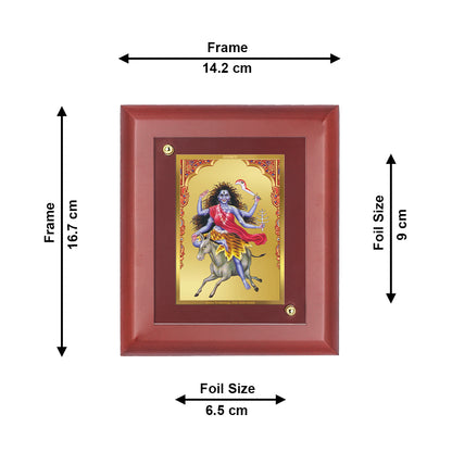 DIVINITI 24K Gold Plated Foil Kaalratri Mata Tradition Photo Frame Idol for Home Decor, Table Top, Wall Hanging, Puja Room, Gift|MDF Size 1 (16.7x14.2 CM)