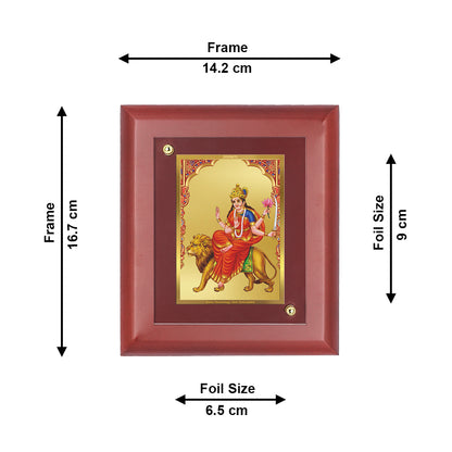 DIVINITI 24K Gold Plated Foil Katyani Mata Luxurious Photo Frame Idol for Home Decor, Wall Hanging, Gift|MDF Size 1 (16.7x14.2 CM)