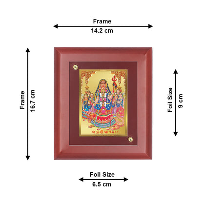 DIVINITI 24K Gold Plated Foil Khodiyar Mata Wooden Tradition Wall Photo Frame Idol for Home Decor, Table Top, Prayer, Gift | MDF Size 1 (16.7x14.2 CM)