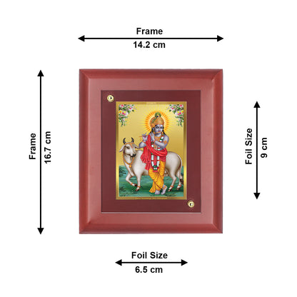 DIVINITI 24K Gold Plated Foil Lord Krishna Tradition Photo Frame Idol for Home & Office Decor, Table Top, Puja Room, Gift|MDF Size 1 (16.7x14.2 CM)