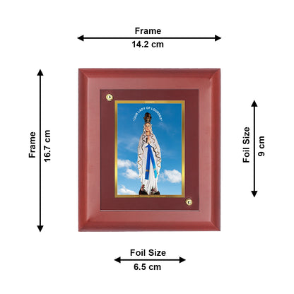 DIVINITI 24K Gold Plated Foil Lourdes Stylish Photo Frame Idol for Home Decor, Wall Hanging, Table Top, Gift|MDF Size 1 (16.7x14.2 CM)