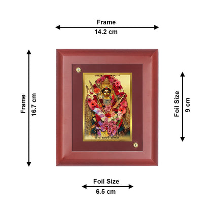 DIVINITI 24K Gold Plated Foil Goddess Kali Wooden Stylish Photo Frame Idol for Home Decor, Wall Hanging, Table Top, Gift Item | MDF Size 1 (16.7x14.2 CM)