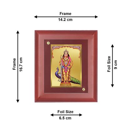 DIVINITI 24K Gold Plated Foil Murugan Wooden Photo Frame Idol for Wall Hand Home Decor, Wall Decor, Table Top, Gift, Worship , Gift | MDF Size 1 (16.7x14.2 CM)