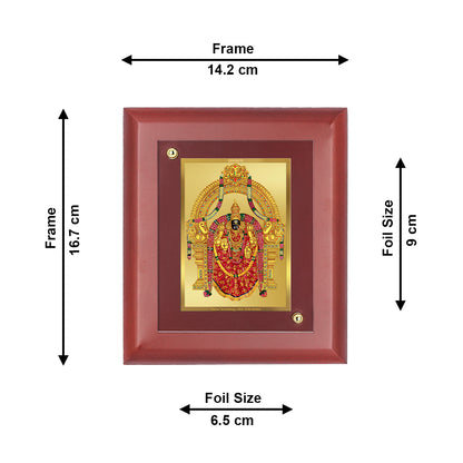 DIVINITI 24K Gold Plated Foil Goddess Padmavathi Photo Frame Idol for Home Decor, Wall Hanging, Table Top, Gift|MDF Size 1 (16.7x14.2 CM)