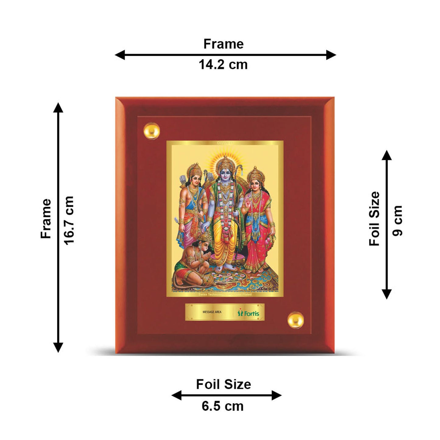 DIVINITI 24K Gold Plated Foil Lord Ram Darbar Wooden Customized Photo Frame Idol for Temple, Home Decor, Luxury Gift | MDF Size 1 (16.7x14.2 CM)