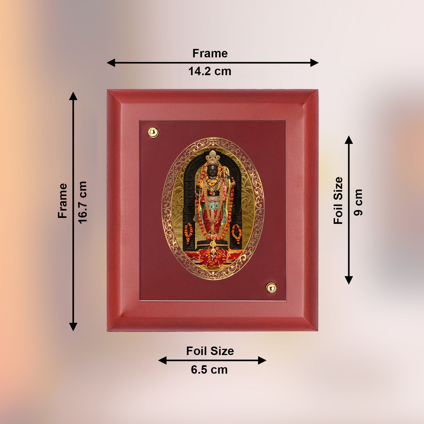 DIVINITI 24K Gold Plated Foil Lord Ram Lalla Luxurious Photo Frame Idol for Wall Hanging, Home Decor, Table Top, Gift|MDF Size 1 (16.7x14.2 CM)