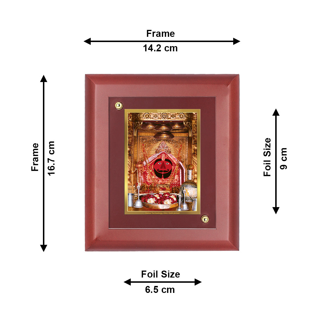 DIVINITI 24K Gold Plated Foil Salasar Balaji Wooden Luxurious Photo Frame Idol for Home Wall Decor, Table Top, Puja Room, Gift | MDF Size 1 (16.7x14.2 CM)