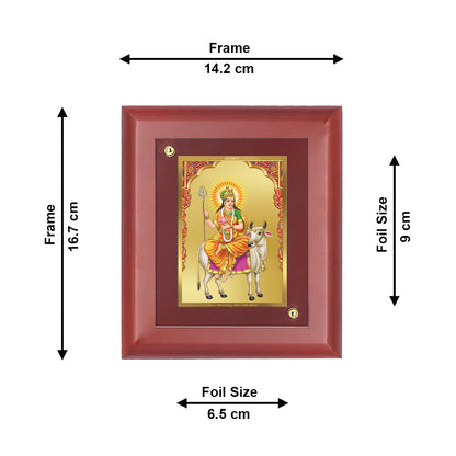 DIVINITI 24K Gold Plated Foil Shailputri Mata Photo Frame Idol for Wall Hanging, Home Decor, Table Top, Festival, Gift|MDF Size 1 (16.7x14.2 CM)