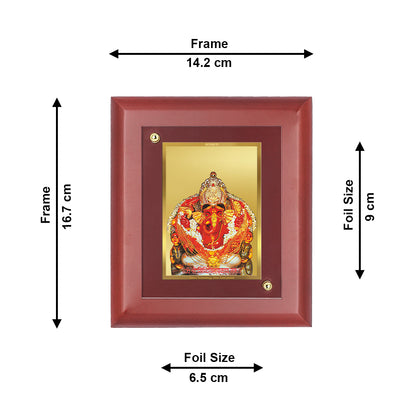 DIVINITI 24K Gold Plated Foil Siddhivinayak Wooden Traditional Wall Photo Frame Idol for Home Decor, Table Top, Puja Room, Gift | MDF Size 1 (16.7x14.2 CM)