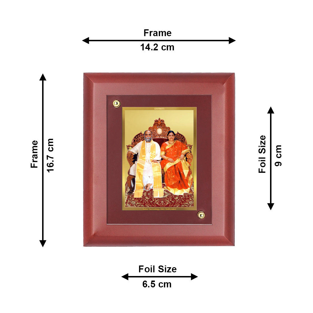 DIVINITI 24K Gold Plated Foil Shanti Amman Elegant Photo Frame Idol for Room Decor, Wall Hanging, Table Top, Workshop, Gift|MDF Size 1 (16.7x14.2 CM)