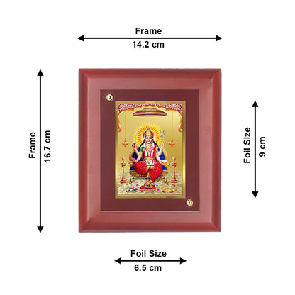 DIVINITI 24K Gold Plated Foil Santoshi Mata Wooden Photo Frame Idol for Home Wall Decor, Table Top, Puja Room, Luxury Gift | MDF Size 1 (16.7x14.2 CM)