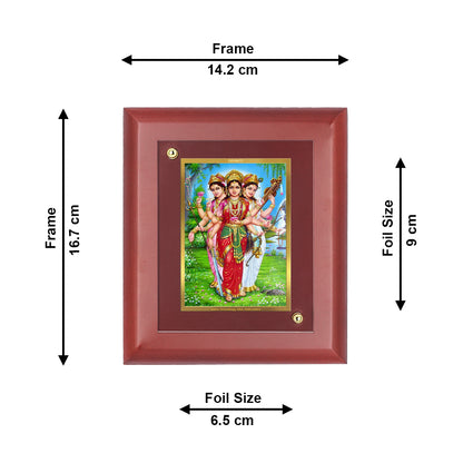 DIVINITI 24K Gold Plated Foil Goddess Teen Devi Elegant Photo Frame Idol for Home Wall Decor, Table Top, Gift|MDF Size 1 (16.7x14.2 CM)