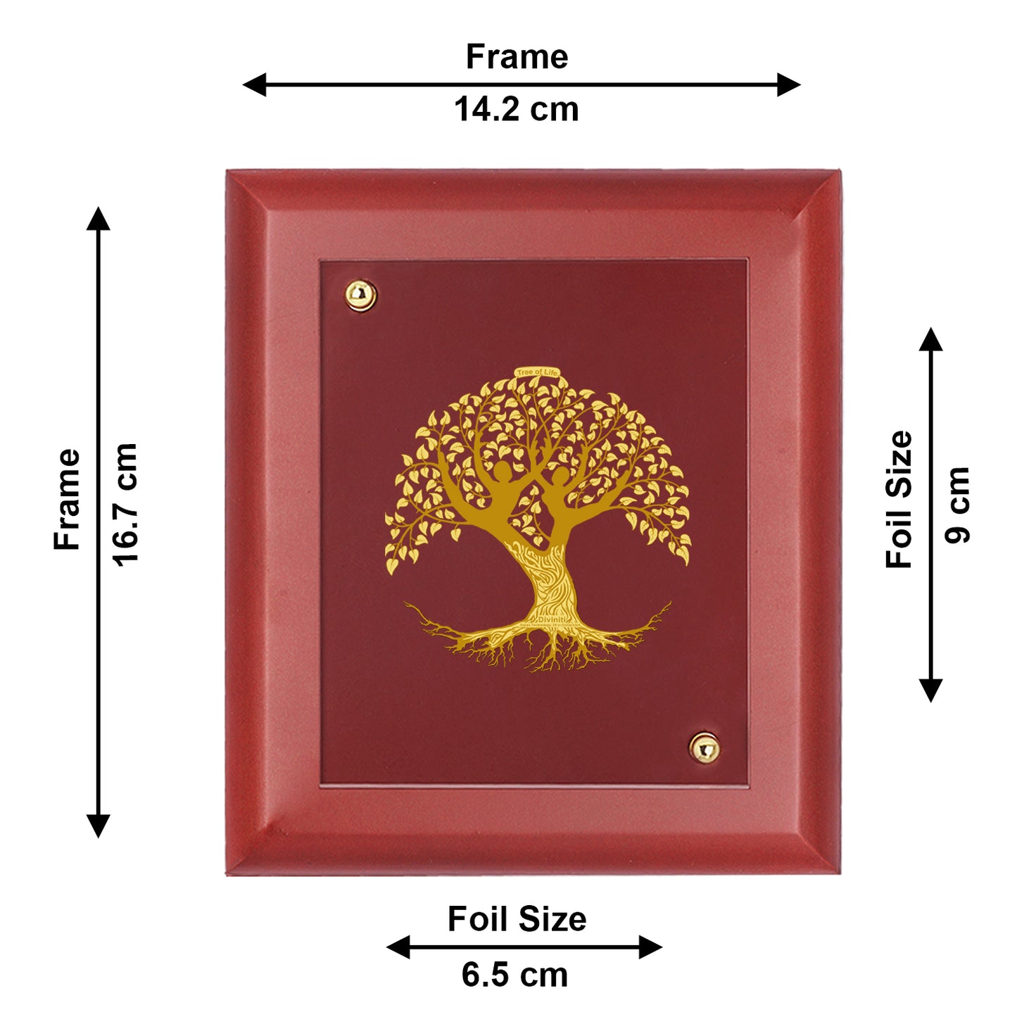 DIVINITI 24K Gold Plated Foil Tree Of Life Wooden Elegant Photo Frame Idol for Home & Office Decor, Wall Hanging, Table Top, Luxury Gift | MDF Size 1 (16.7x14.2 CM)