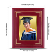 Load image into Gallery viewer, DIVINITI 24K Gold Plated Foil Customized Portrait Frame With Image Printed on For University Students MDF Size 2 (20x16 CM)
