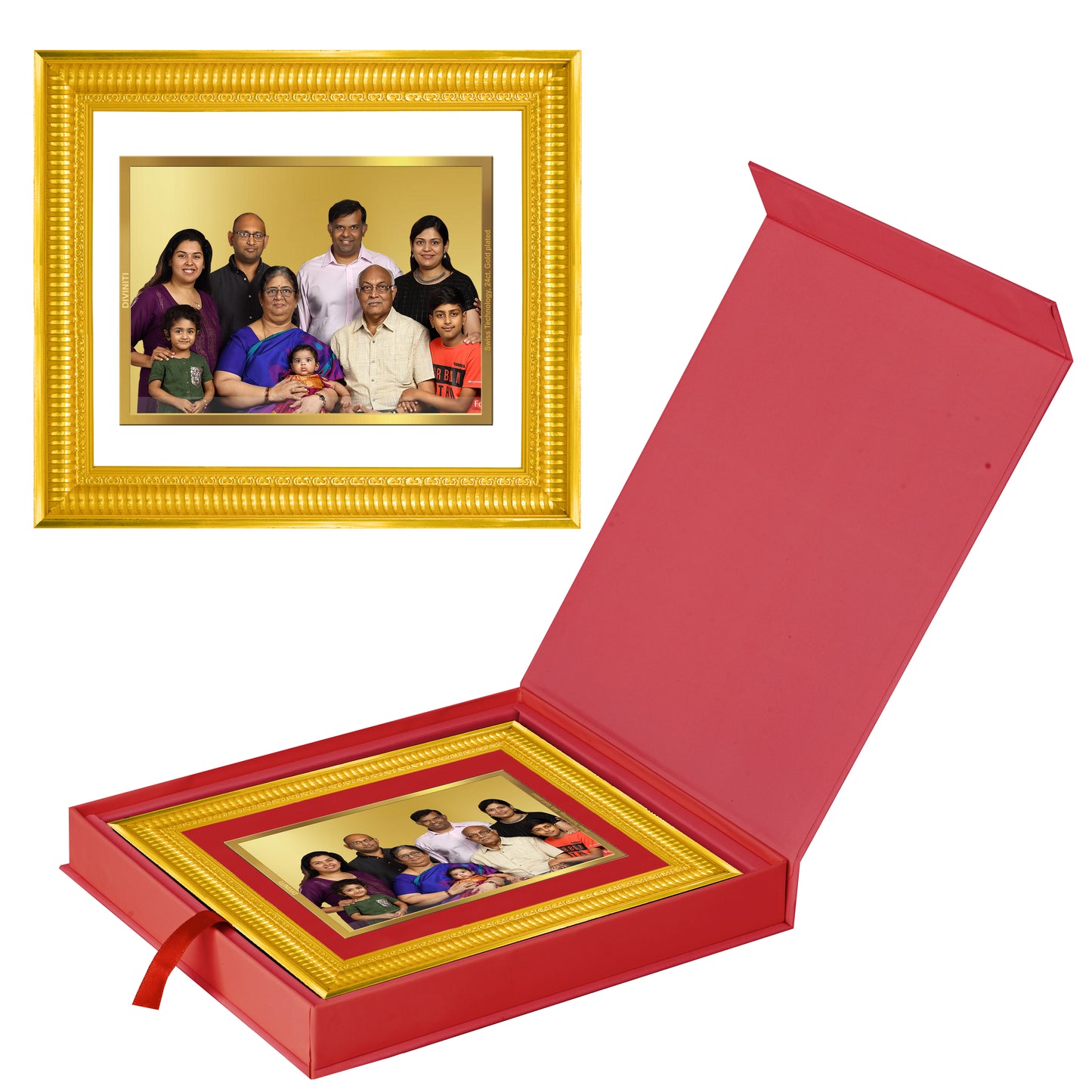 Diviniti 24K Gold Plated Customized Photo Frame for Personalized Gift for Birthday, Marriage Anniversary & Celebration With Loved Ones DG022S4 (44x36.5 CM)