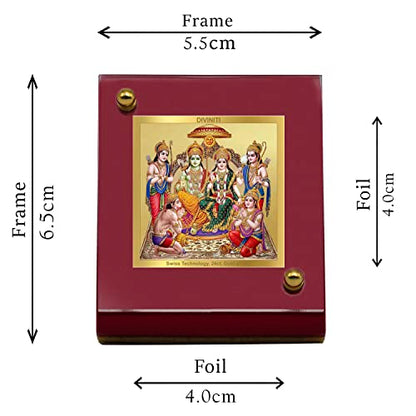 Diviniti 24K Gold Plated Ram Darbar Frame For Car Dashboard, Home Decor, Table, Puja and Gift (6.5 x 5.5 CM)