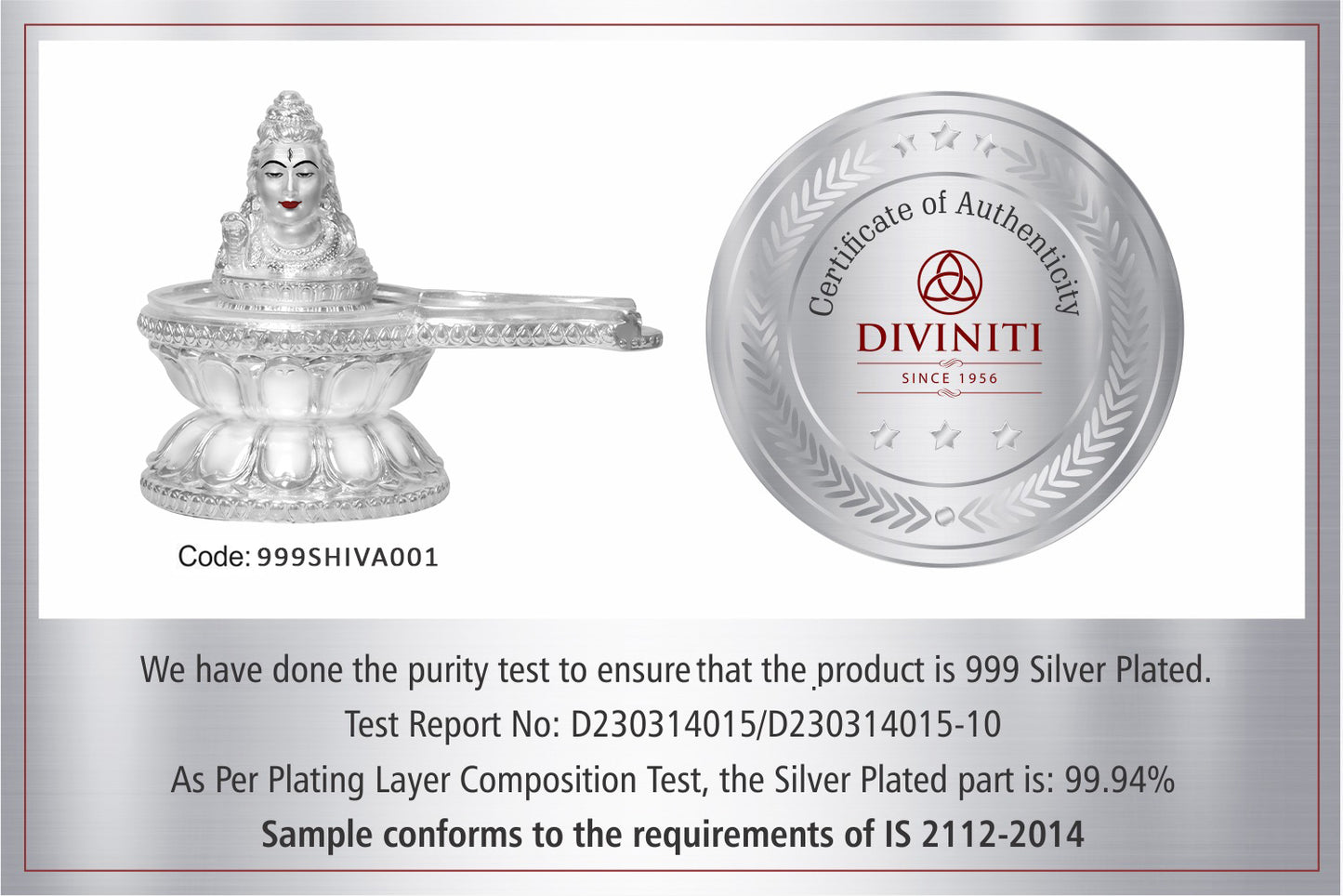 DIVINITI 999 Silver Plated Lord Shiva Lingam Idol | Exquisite Divine Statue For Home Decor, Office Table Top, Pooja Room & Gift (12X15CM)