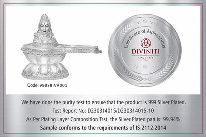 DIVINITI 999 Silver Plated Lord Shiva Lingam Idol | Exquisite Divine Statue For Home Decor, Office Table Top, Pooja Room & Gift (12X15CM)