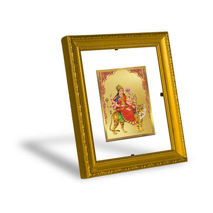 DIVINITI 24K Gold Plated Foil Chandraghanta Mata Wall Photo Frame Religious Photo Frame Idol for Home & Office Decor Prayer, Gifts Items DG 101 Size 1 (15.3x14.9 CM)