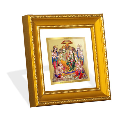 DIVINITI 24K Gold Plated Lord Ram Darbar Modern Photo Frame Idol for Wall Hanging, Home Decor, Puja Room, Premium Gifts|DG101S1A (10x10 CM)