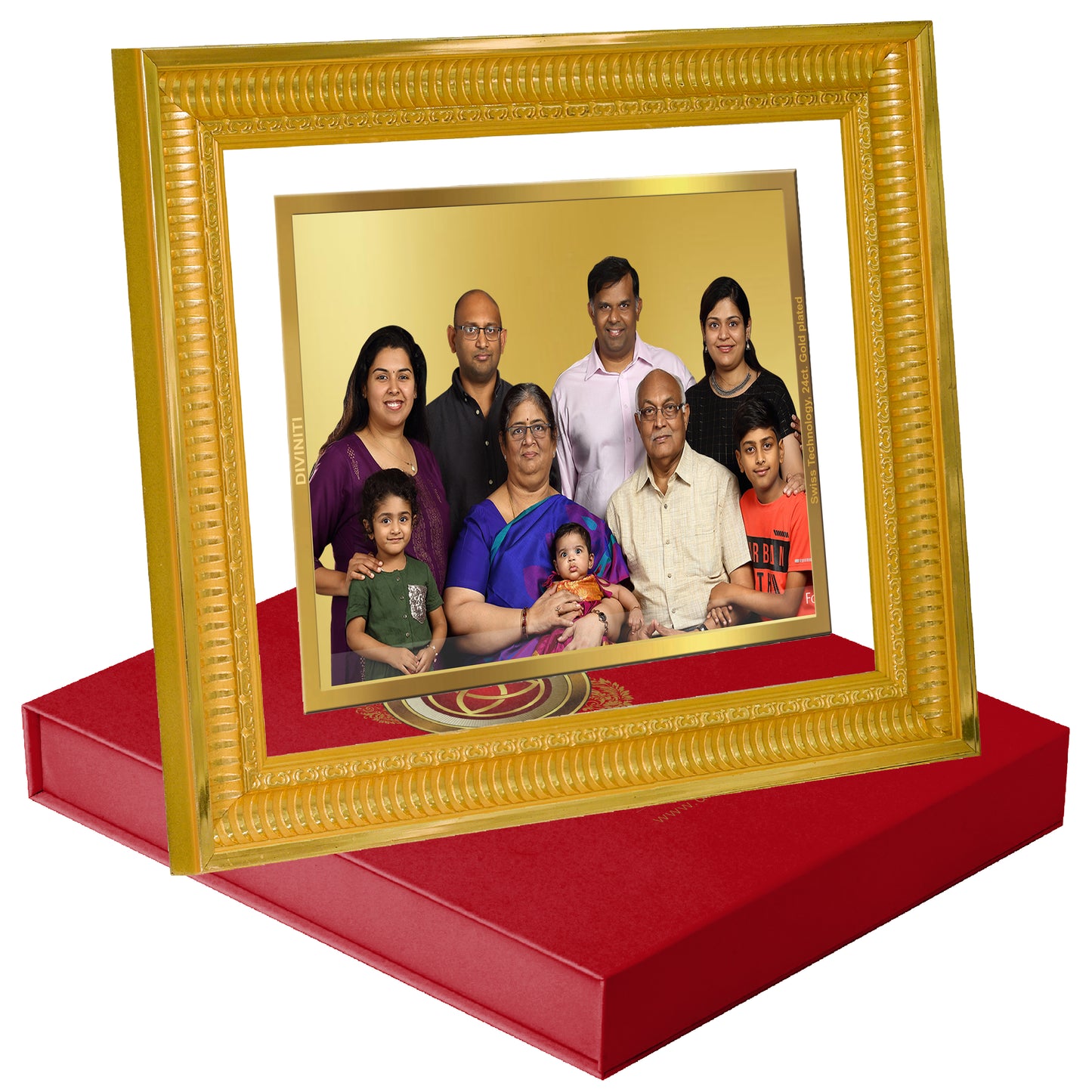 Diviniti 24K Gold Plated Customized Photo Frame for Personalized Gift for Birthday, Marriage Anniversary & Celebration With Loved Ones DG022S4 (44x36.5 CM)