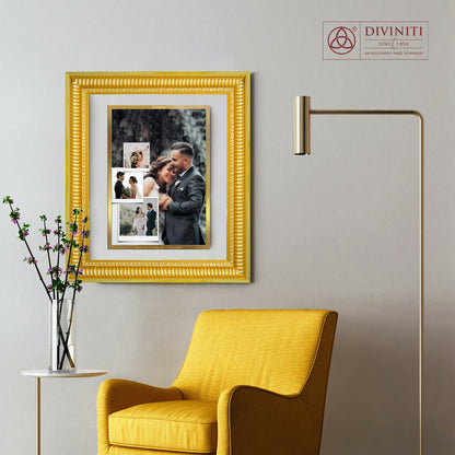 Diviniti 24K Gold Plated Customized Photo Frame for Personalized Gift for Birthday, Marriage Anniversary & Celebration With Loved Ones DG022S4 (44x36.5 CM)