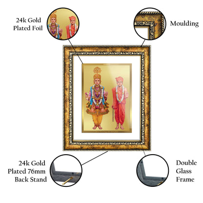 DIVINITI 24K Gold Plated Swaminarayan Wall Photo Frame for Home Decor, Wall Hanging, Table Top, Puja Room & Gift DG113S3 (27.6X35.4 CM)