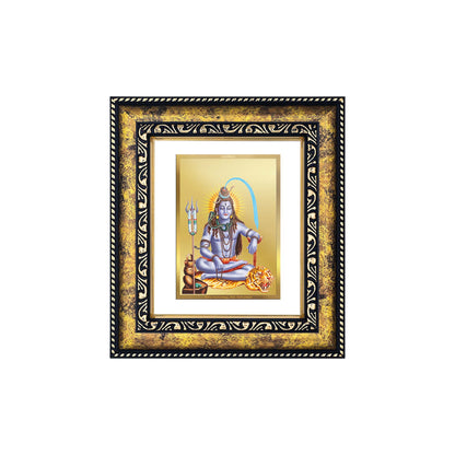 DIVINITI 24K Gold Plated Shiv Wooden Modern Photo Frame Idol for Puja Room, Home Wall Decor, Workshop, Table Top, Premium Gift | DG113 Size 2 (22.6x18.4 CM)