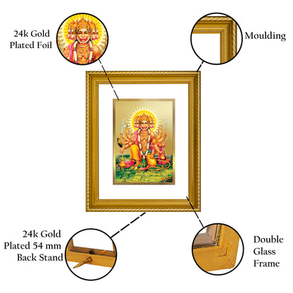 Diviniti 24K Gold Plated Panchmukhi Hanuman Wooden Photo Frame for Home & Office Decor, Wall Hanging, Tabletop, Puja Room, Gift DG056S2.5 (29.5x24.5 CM)