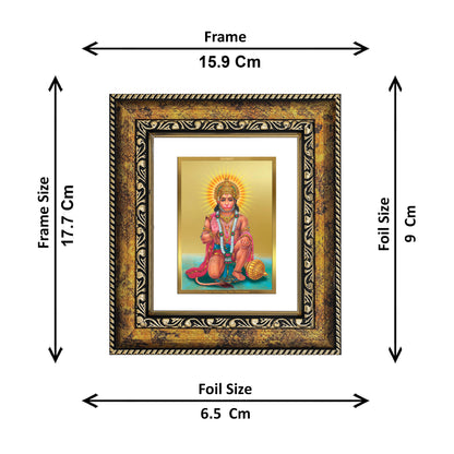 DIVINITI 24K Gold Plated Foil God Hanuman Wall Photo Frame, Table Decor for Home & Office Decor Gift Items DG 113 Size 1 (17.7x15.9 CM)