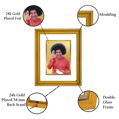 DIVINITI 24K Gold Plated Satya Sai Wall Photo Frame for Home Decor, Wall Hanging, Table Top, Puja Room & Gift DG056S3 (27.6X35.4 CM)