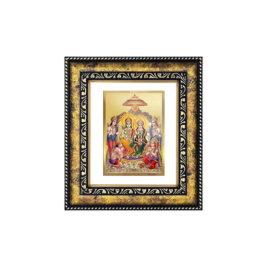 DIVINITI 24K Gold Plated Lord Ram Darbar Wooden Photo Frame Idol for Home Decor, Puja Room, Table Top, Wall Hanging, Workshop, Luxurious Gift | DG113 Size 2 (22.6x18.4 CM)