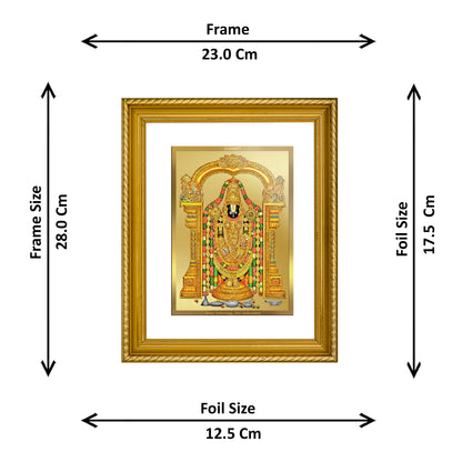 Diviniti 24K Gold Plated Tirupati Balaji Wooden Photo Frame for Home & Office Decor, Wall Hanging, Tabletop, Puja Room, Gift DG056S2.5 (29.5x24.5 CM)