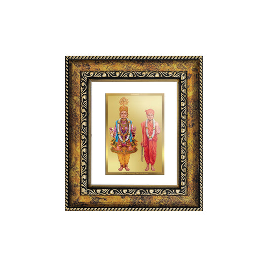 DIVINITI 24K Gold Plated Foil Swaminarayan Wall Photo Frame, Table Decor for Home & Office Decor Gift Items DG 113 Size 1 (17.7x15.9 CM)