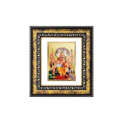 DIVINITI 24K Gold Plated Narasimha Wooden Premium Photo Frame Idol for Wall Hanging, Workshop, Table Top, Home Decor, Luxury Gift | DG113 Size 2 (22.6x18.4 CM)