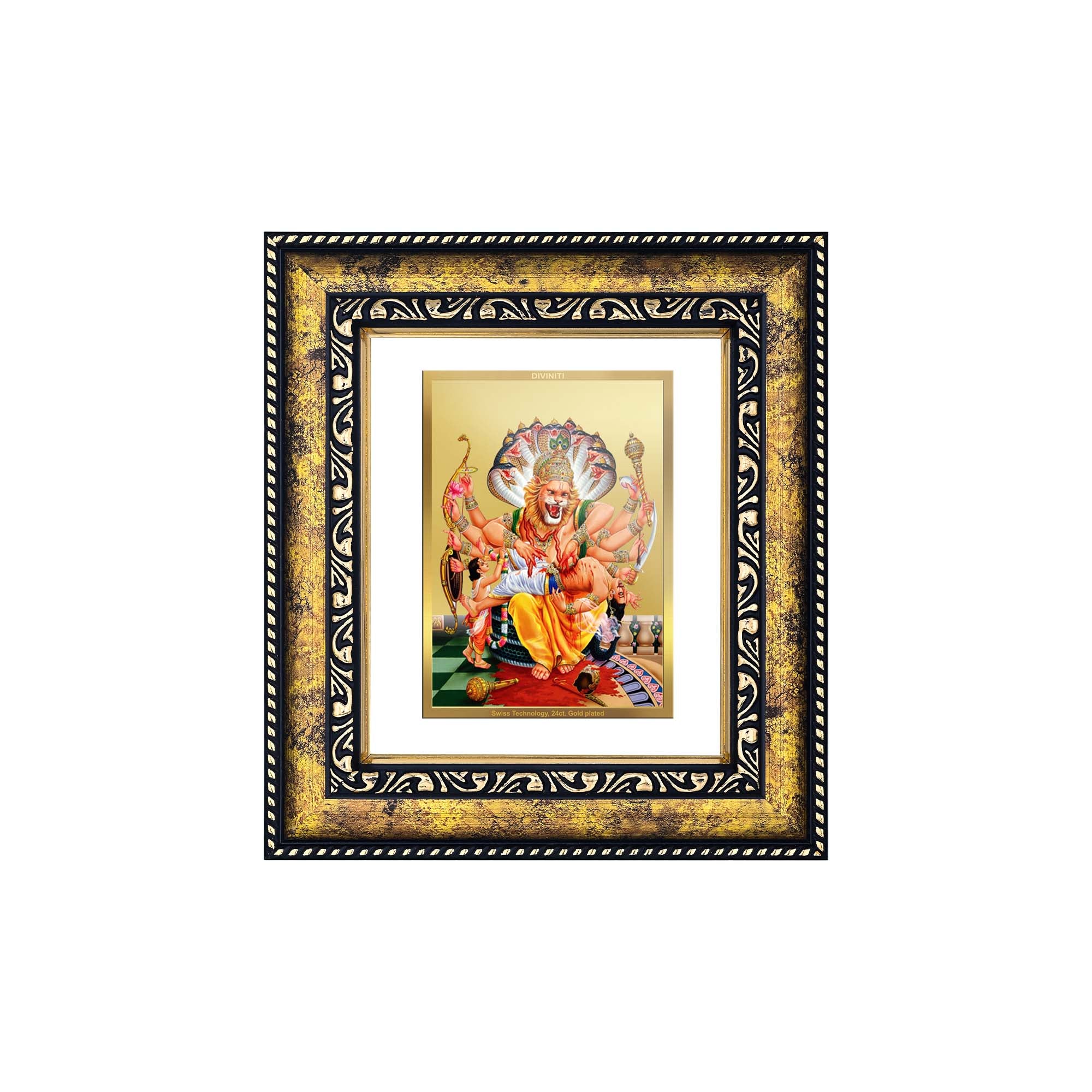 DIVINITI Narasimha Gold Plated Wall Photo Frame, Table Decor| DG Frame