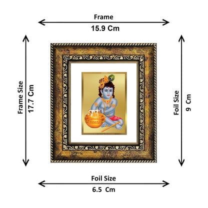 DIVINITI 24K Gold Plated Foil Bal Gopal Wall Photo Frame, Table Decor for Home & Office Decor Gift Items DG 113 Size 1 (17.7x15.9 CM)